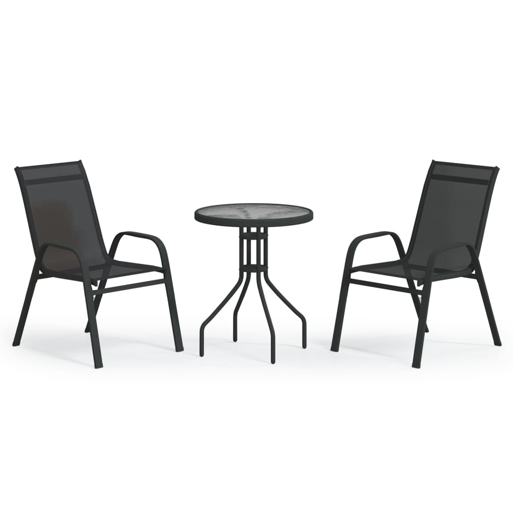Set da Bistrot per Giardino 3 pz Nero