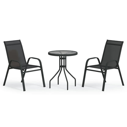 Set da Bistrot per Giardino 3 pz Nero