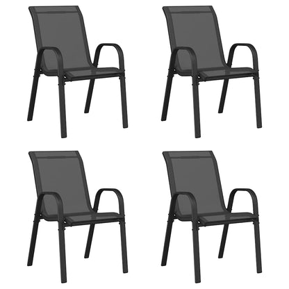Sedie da Giardino Impilabili 4 pz in Tessuto Textilene Nero
