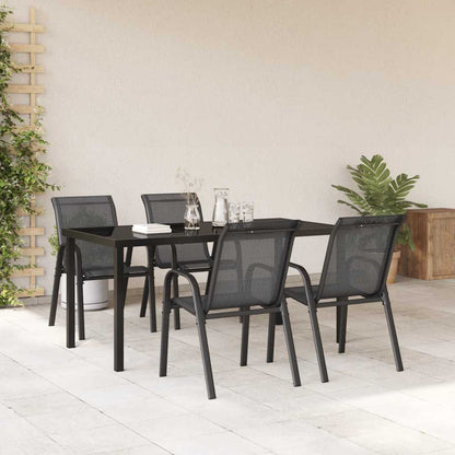 Sedie da Giardino Impilabili 4 pz in Tessuto Textilene Nero