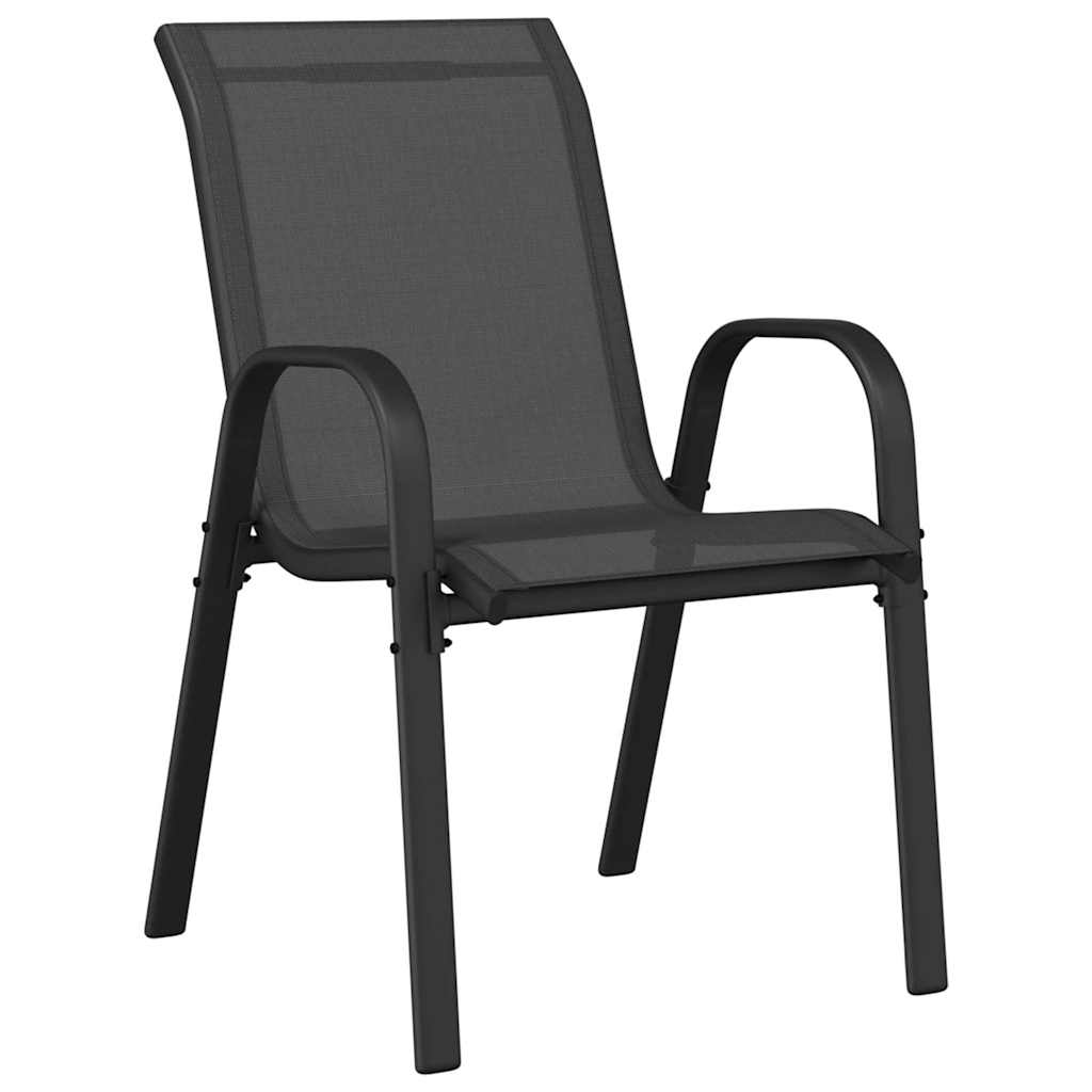Sedie da Giardino Impilabili 4 pz in Tessuto Textilene Nero