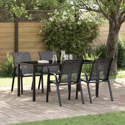 Sedie da Giardino Impilabili 4 pz in Tessuto Textilene Nero