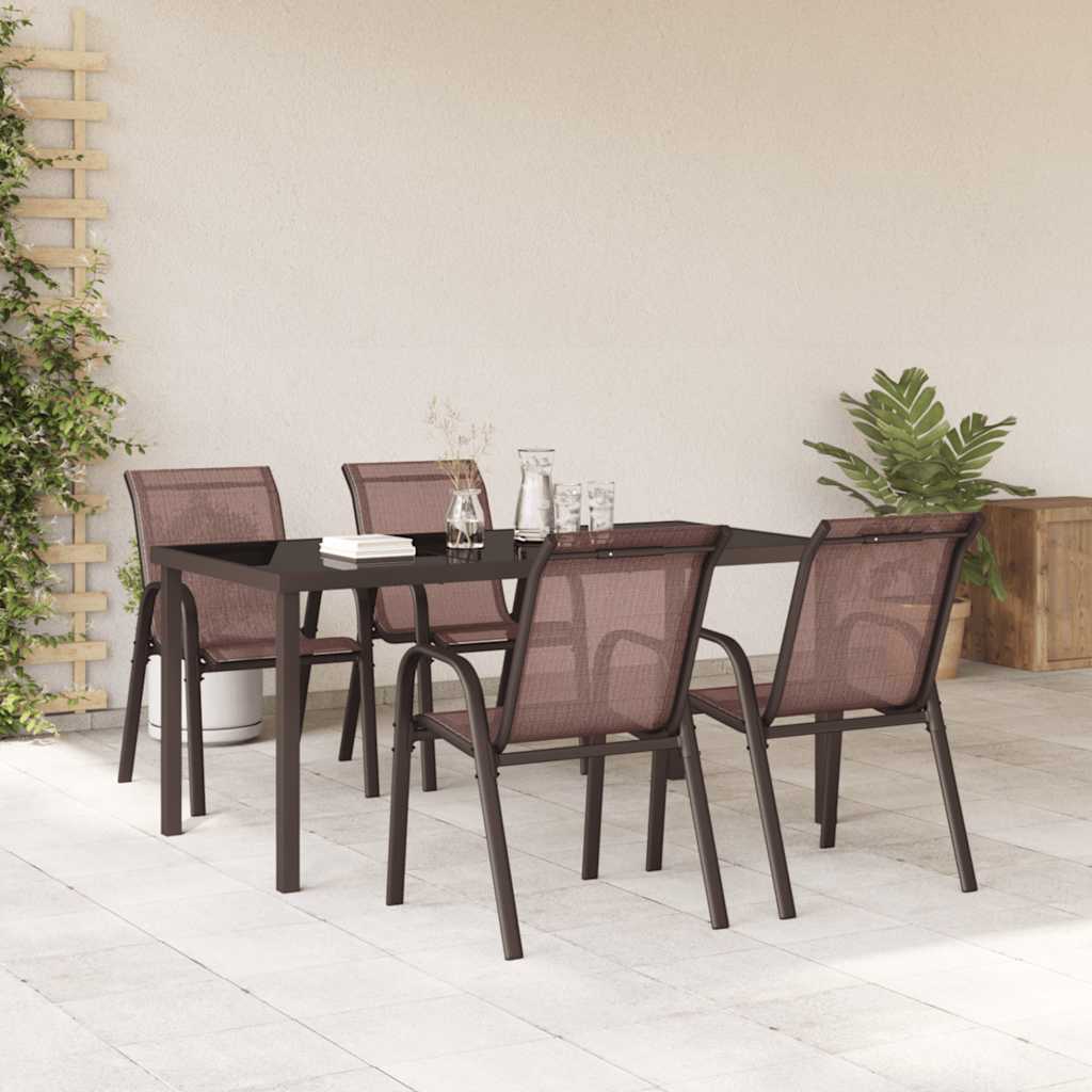 Sedie da Giardino Impilabili 4 pz in Tessuto Textilene Marrone