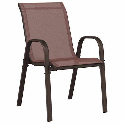 Sedie da Giardino Impilabili 4 pz in Tessuto Textilene Marrone