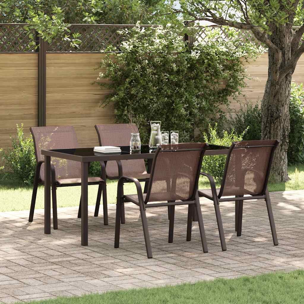 Sedie da Giardino Impilabili 4 pz in Tessuto Textilene Marrone