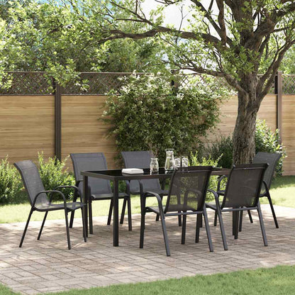 Sedie da Giardino Impilabili 6 pz in Tessuto Textilene Nero