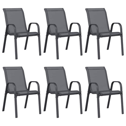 Sedie da Giardino Impilabili 6 pz in Tessuto Textilene Grigio