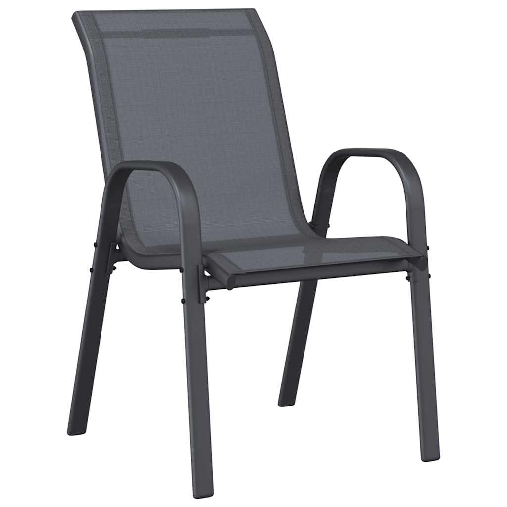 Sedie da Giardino Impilabili 6 pz in Tessuto Textilene Grigio