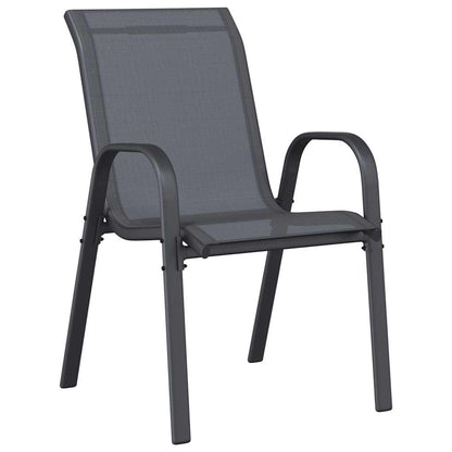 Sedie da Giardino Impilabili 6 pz in Tessuto Textilene Grigio