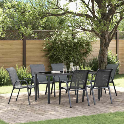 Sedie da Giardino Impilabili 6 pz in Tessuto Textilene Grigio