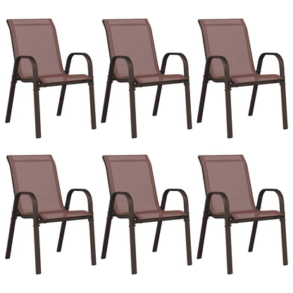 Sedie da Giardino Impilabili 6 pz in Tessuto Textilene Marrone