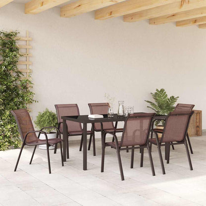 Sedie da Giardino Impilabili 6 pz in Tessuto Textilene Marrone