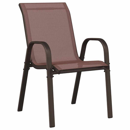 Sedie da Giardino Impilabili 6 pz in Tessuto Textilene Marrone