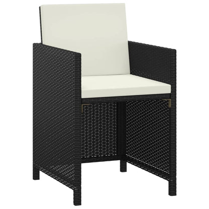 Set da Pranzo da Giardino 3 pz con Cuscini in Polyrattan Nero