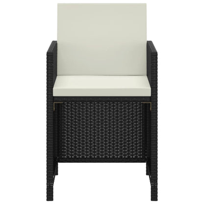 Set da Pranzo da Giardino 3 pz con Cuscini in Polyrattan Nero