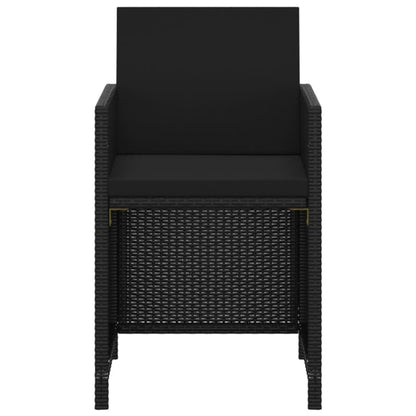 Set da Pranzo da Giardino 3 pz con Cuscini in Polyrattan Nero