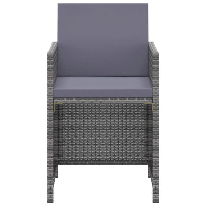 Set da Pranzo da Giardino 3 pz con Cuscini Polyrattan Grigio