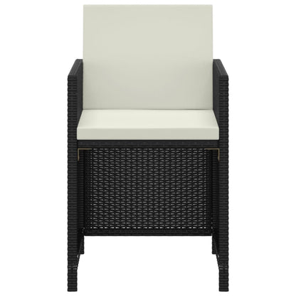 Set da Pranzo da Giardino 3 pz con Cuscini in Polyrattan Nero