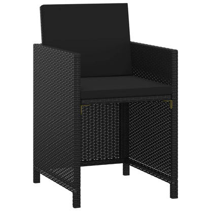 Set da Pranzo da Giardino 3 pz con Cuscini in Polyrattan Nero