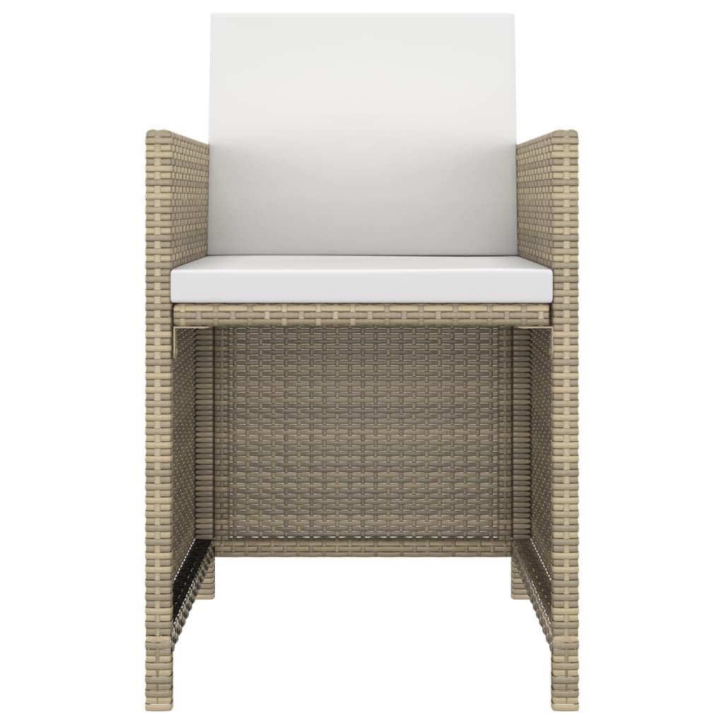 Set da Pranzo da Giardino 3 pz con Cuscini in Polyrattan Beige