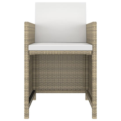 Set da Pranzo da Giardino 3 pz con Cuscini in Polyrattan Beige