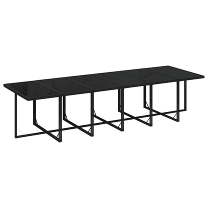 Set da Pranzo per Giardino 13 pz con Cuscini in Polyrattan Nero