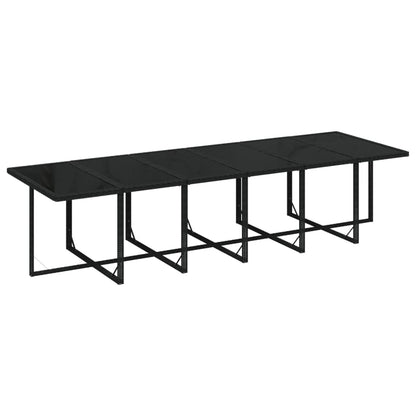 Set da Pranzo per Giardino 17 pz con Cuscini in Polyrattan Nero