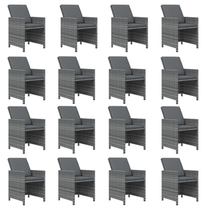 Set da Pranzo per Giardino 17 pz con Cuscini Polyrattan Grigio