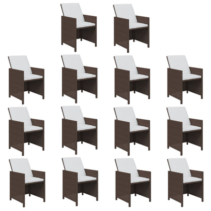 Set da Pranzo Giardino 15 pz con Cuscini in Polyrattan Marrone
