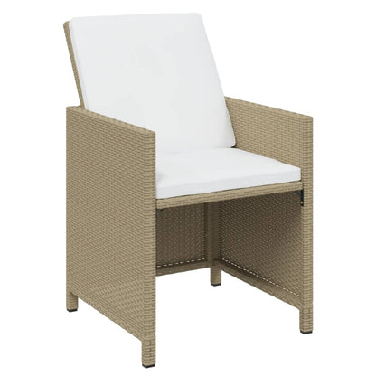 Set da Pranzo per Giardino 19 pz con Cuscini Polyrattan Beige