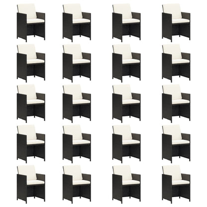 Set da Pranzo da Giardino 21 pz con Cuscini in Polyrattan Nero
