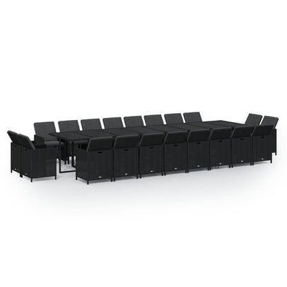 Set da Pranzo da Giardino 21 pz con Cuscini in Polyrattan Nero