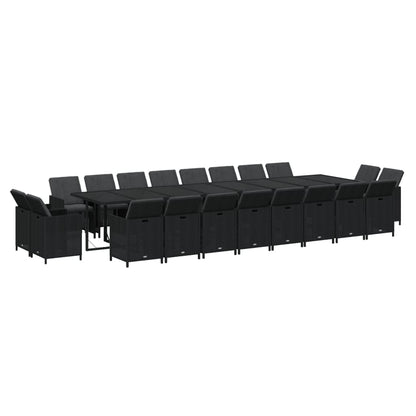 Set da Pranzo da Giardino 21 pz con Cuscini in Polyrattan Nero