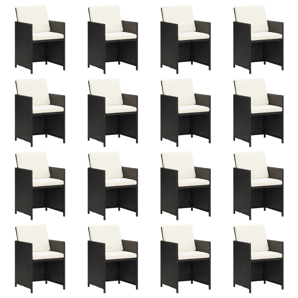 Set da Pranzo da Giardino 21 pz con Cuscini in Polyrattan Nero