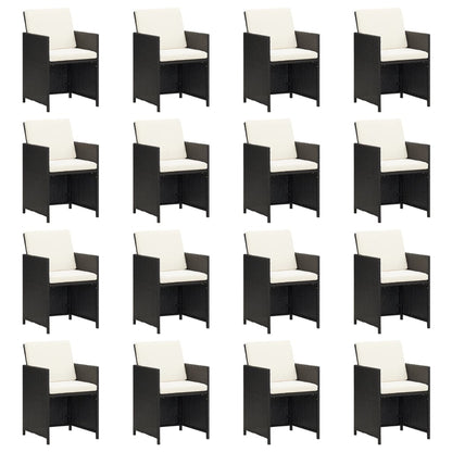 Set da Pranzo da Giardino 21 pz con Cuscini in Polyrattan Nero
