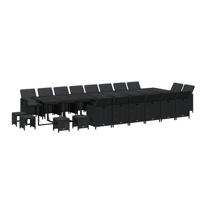 Set da Pranzo da Giardino 21pz con Cuscini in Polyrattan Nero