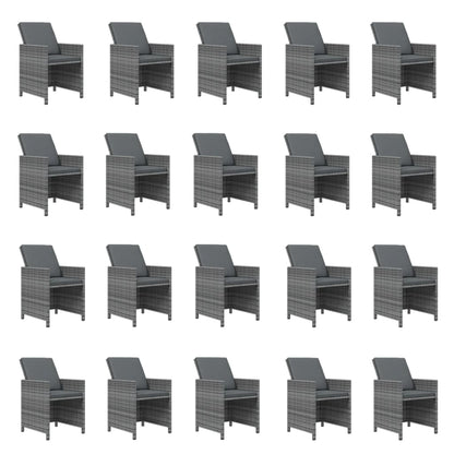 Set da Pranzo per Giardino 21pz con Cuscini Polyrattan Grigio