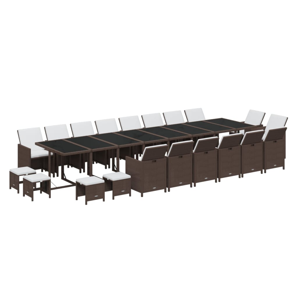 Set da Pranzo per Giardino 21pz con Cuscini in Polyrattan Beige