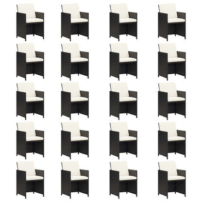 Set da Pranzo da Giardino 21 pz con Cuscini in Polyrattan Nero