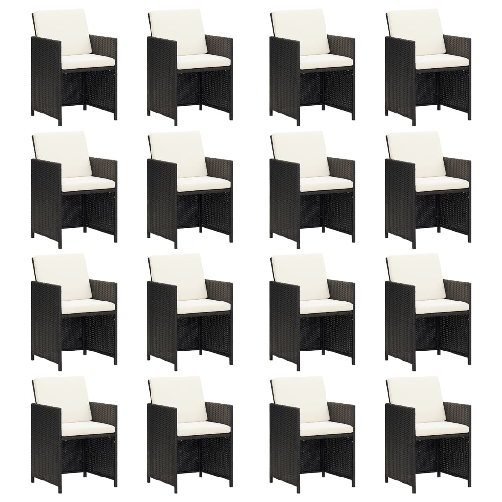Set da Pranzo da Giardino 21 pz con Cuscini in Polyrattan Nero