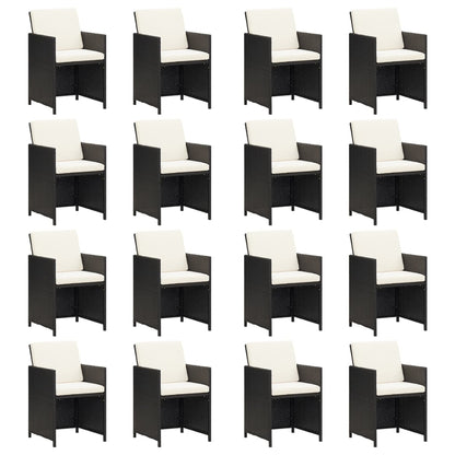 Set da Pranzo da Giardino 21 pz con Cuscini in Polyrattan Nero