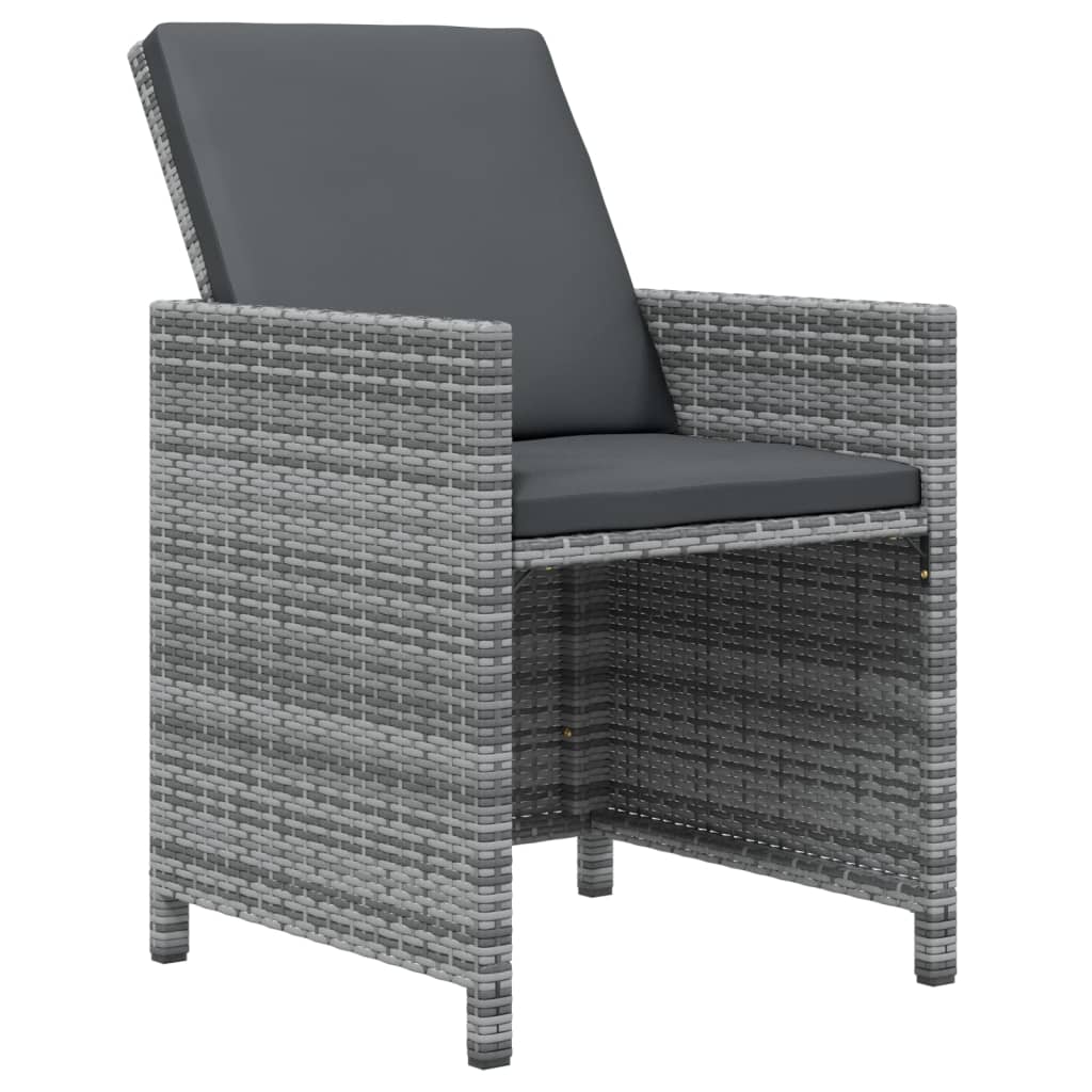 Set da Pranzo per Giardino 21 pz con Cuscini Polyrattan Grigio
