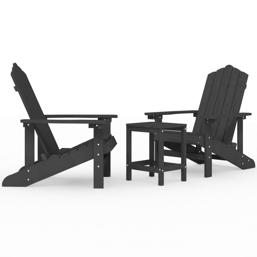 Sedie da Giardino con Tavolo Adirondack in HDPE Antracite