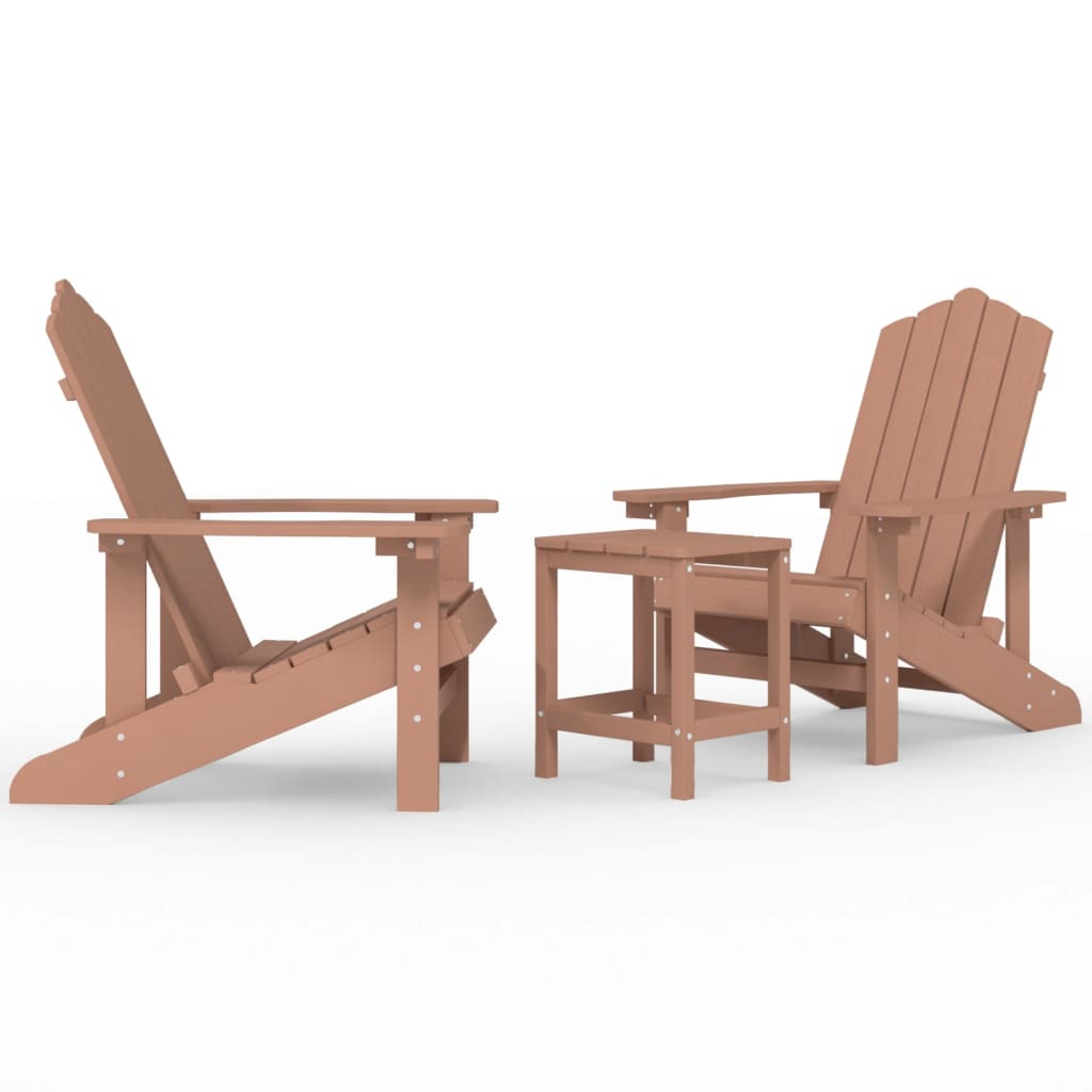 Sedie da Giardino con Tavolo Adirondack in HDPE Marrone