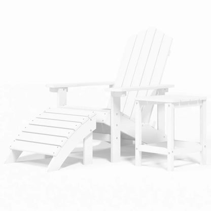 Sedia Giardino con Poggiapiedi e Tavolo Adirondack HDPE Bianco