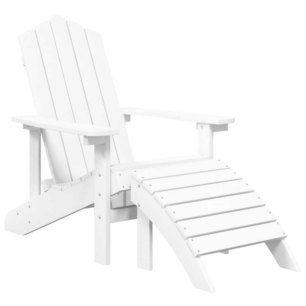 Sedia Giardino con Poggiapiedi e Tavolo Adirondack HDPE Bianco