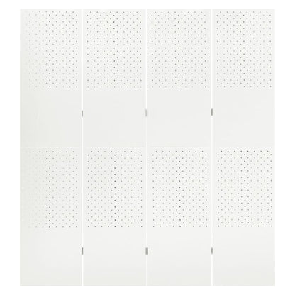 Paravento a 4 Pannelli 2 pz Bianco 160x180 cm in Acciaio