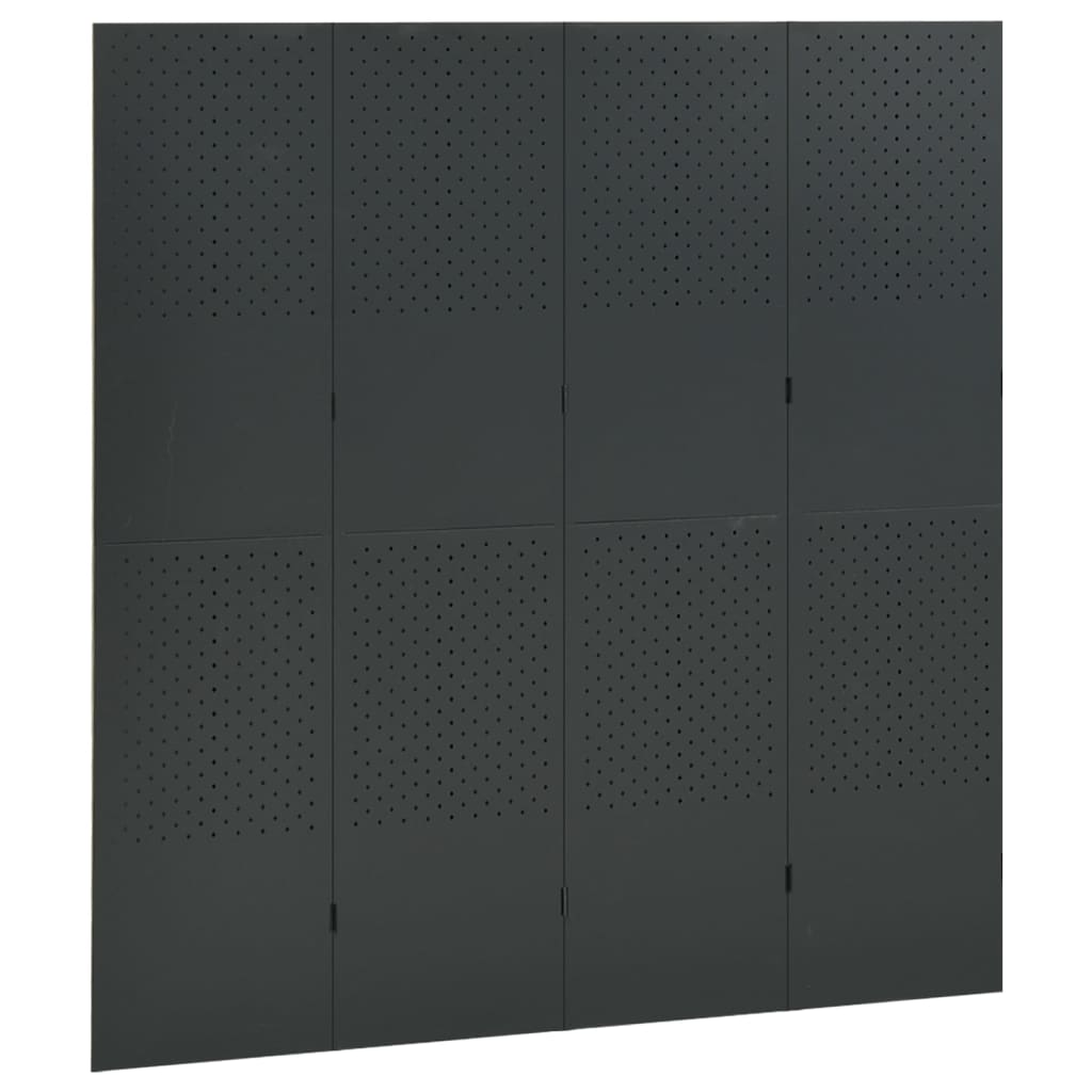 Paravento a 4 Pannelli 2 pz Antracite 160x180 cm in Acciaio