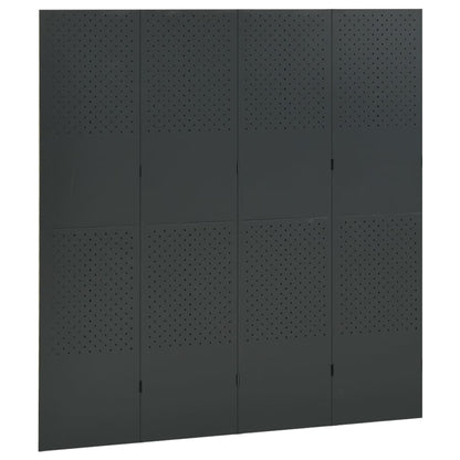Paravento a 4 Pannelli 2 pz Antracite 160x180 cm in Acciaio