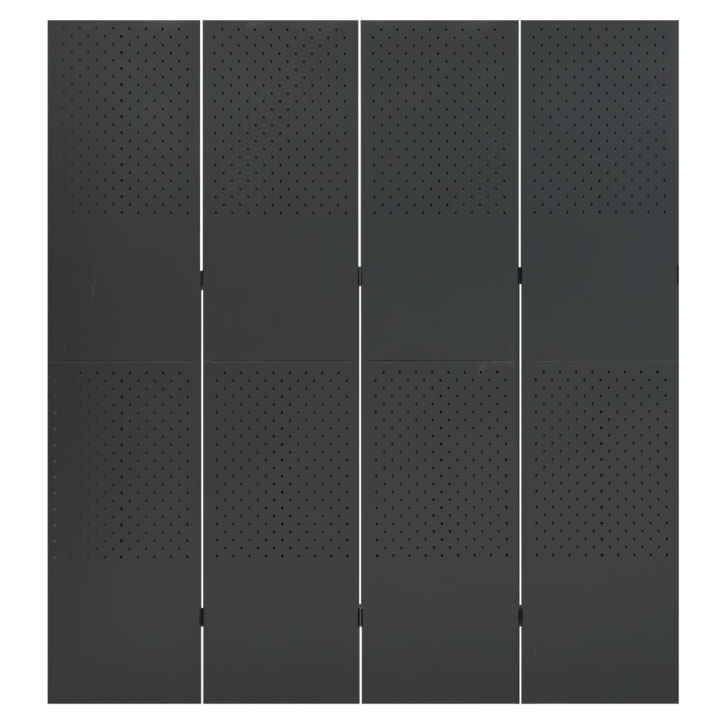 Paravento a 4 Pannelli 2 pz Antracite 160x180 cm in Acciaio